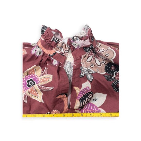 Never A Wallflower Vicki Short Sleeve Top Floral Print SZ S Ruffle Neck 100% Cot - Picture 4 of 12